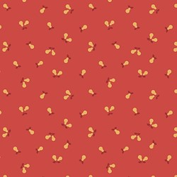 Gold Metallic Pears On Red - Wintertide (Metallic)